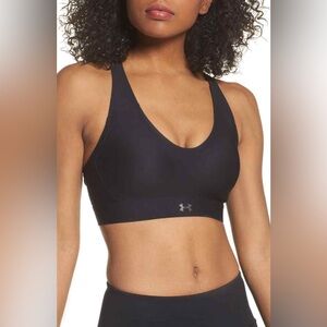Under Armour Women's UA Vanish Mid Mesh Sports Bra Cross-Back Black Size Large